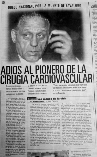 Una biografia ricostruisce i retroscena del suicidio del famoso cardiochirurgo René Favaloro che per primo istallò i bypass aorto-coronarici
