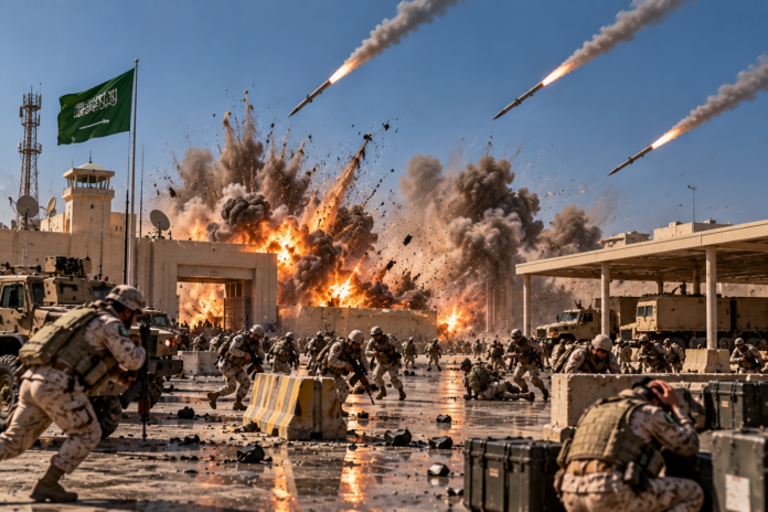 Provoca un'ecatombe di ereclute l’attacco missilistico sferrato dagli Houthi contro una base militare dell’Arabia Saudita